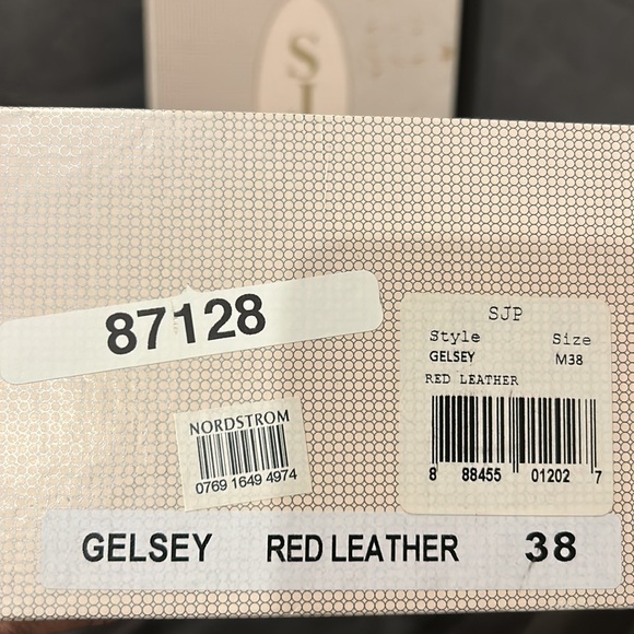 SJP by Sarah Jessica Parker Gelsey red Nappa Leather Skimmer bow ballet Flat 38 - Picture 7 of 8